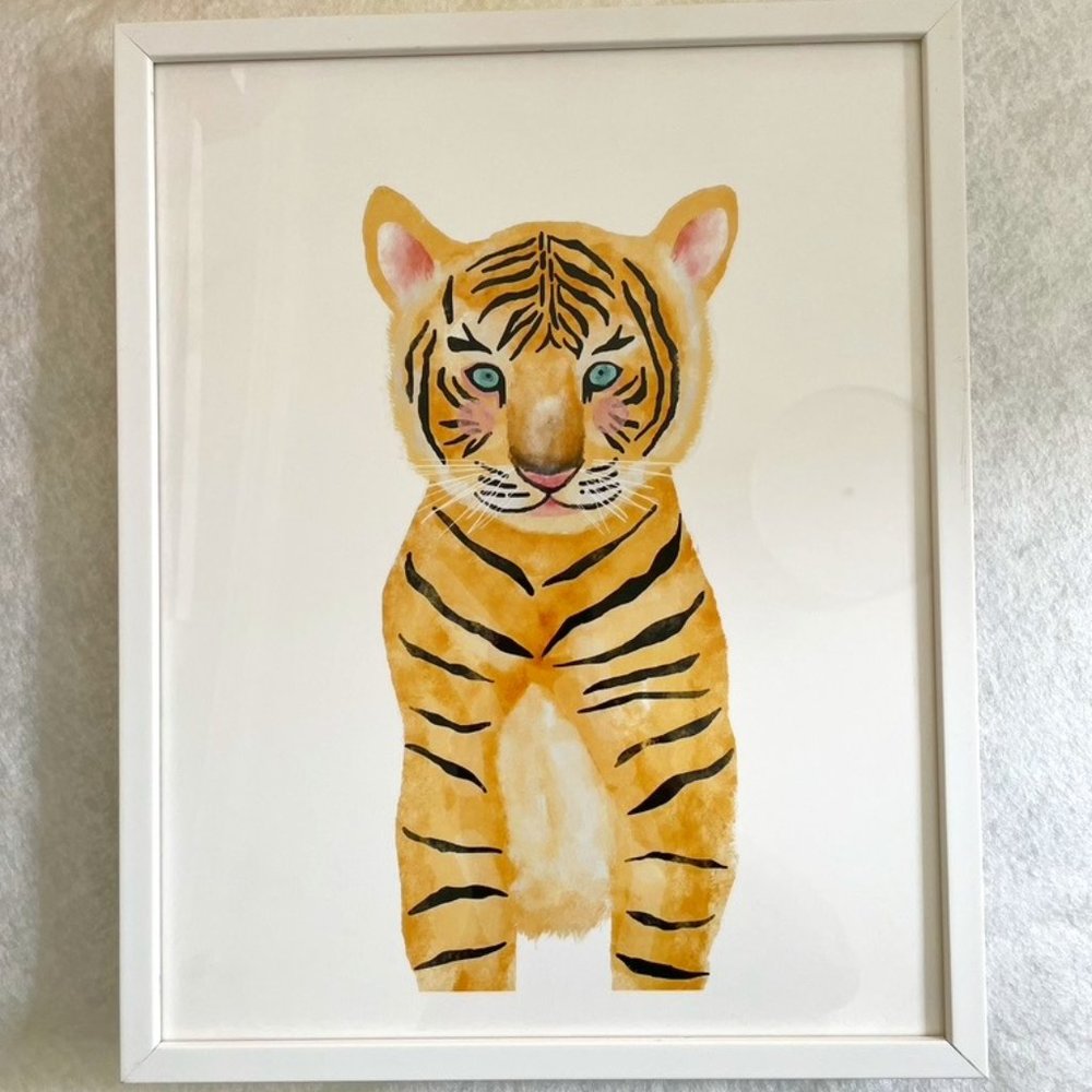 Baby Animal Tiger - Minted - Framed - Nursery Art - 12x15